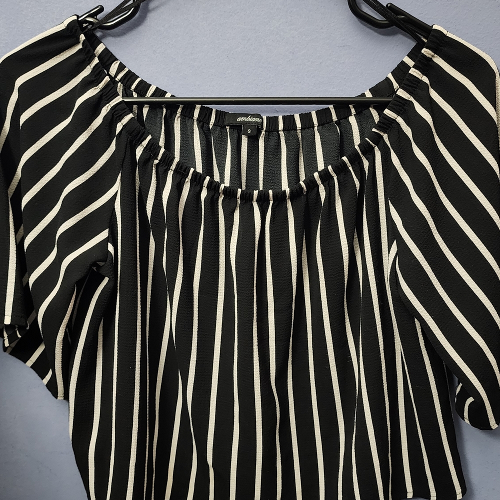 Ambiance Black and White Striped Blouse